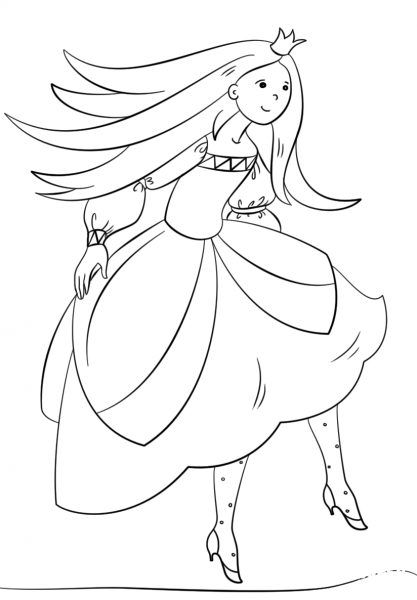 Dancing Princess coloring page image