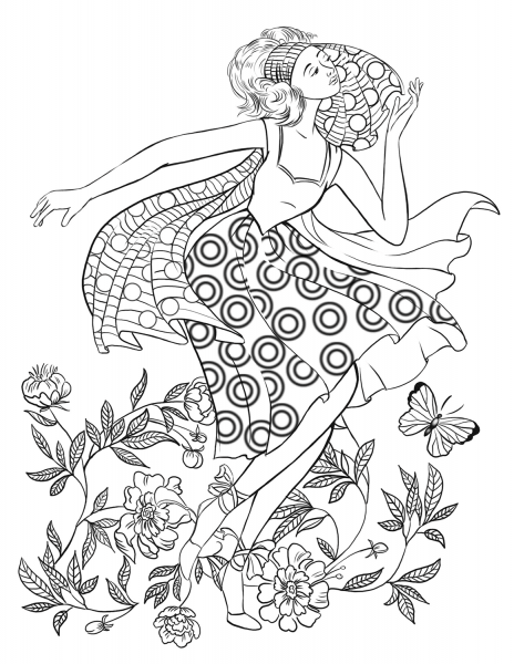 Dancing Woman from the 70’s coloring page image