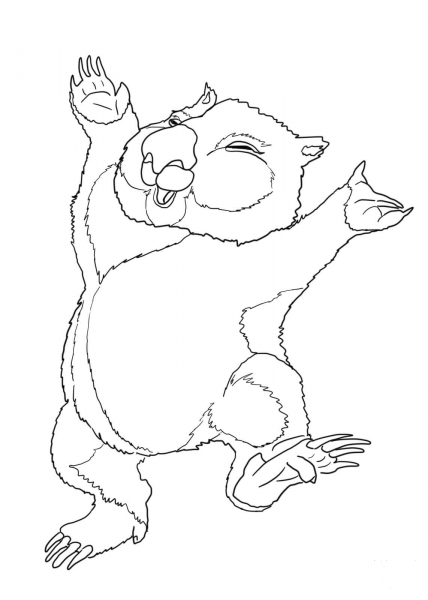 Dancing Wombat coloring page image
