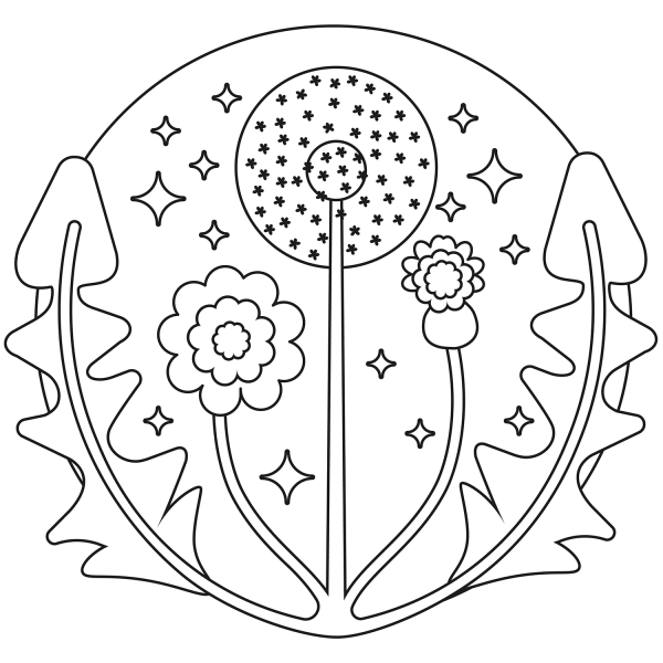 Dandelion coloring page image