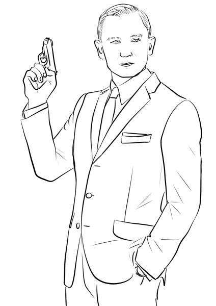 Daniel Craig as James Bond coloring page image