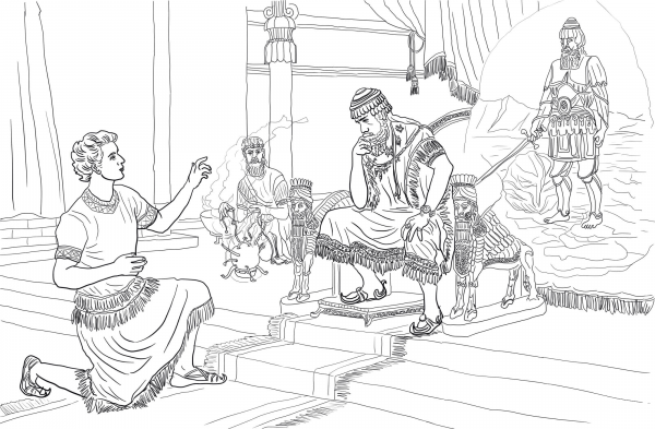Daniel Interprets Nebuchadnezzar’s Dream coloring page image