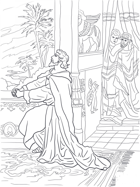 Daniel Praying to God coloring page image