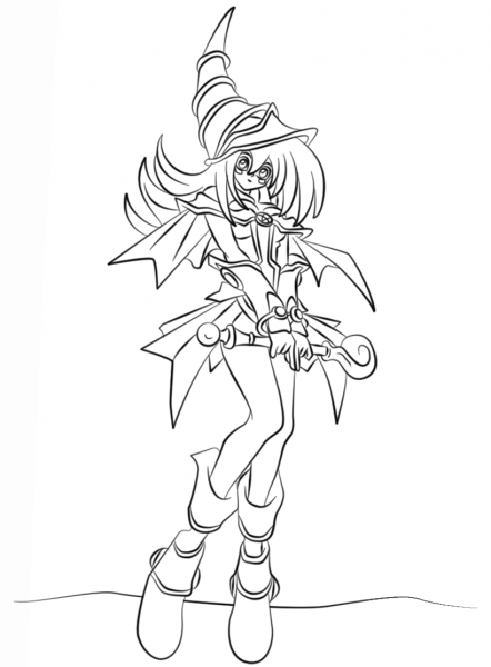 Dark Magician Girl from Yu-Gi-Oh! coloring page image