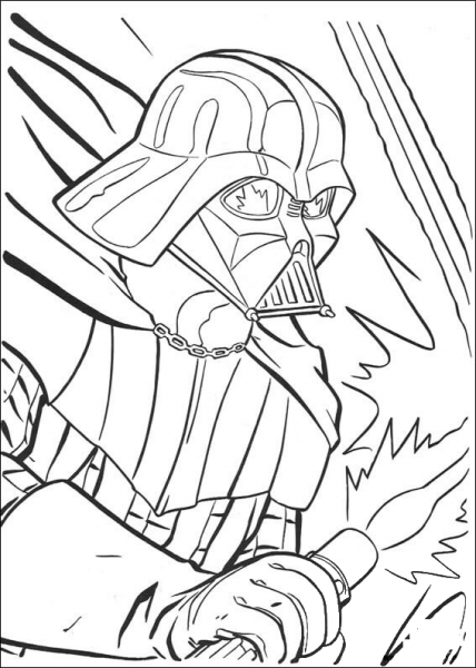 Darth Vader fighting coloring page image