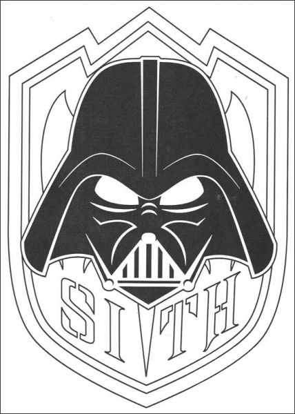Darth Vader mask coloring page image