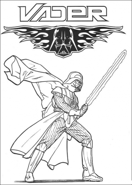 Darth Vader, ruthless cyborg coloring page image