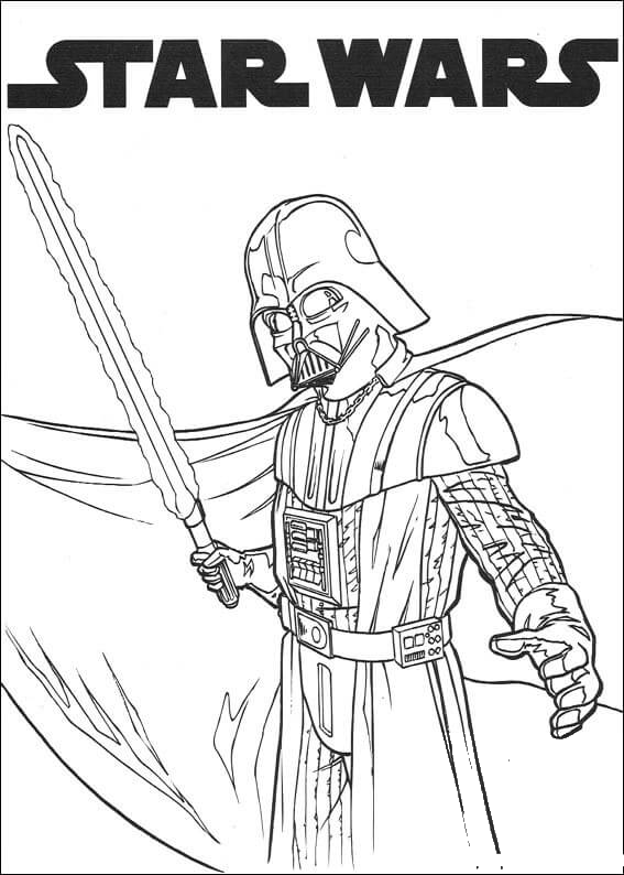 Darth Vader with lightsaber coloring page - ColouringPages