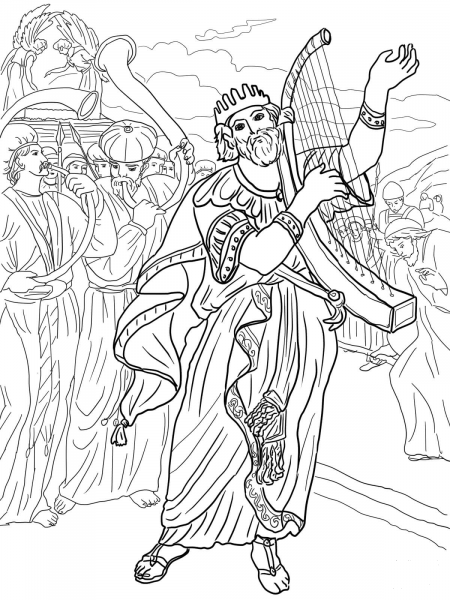 David Brings the Ark to Jerusalem coloring page image