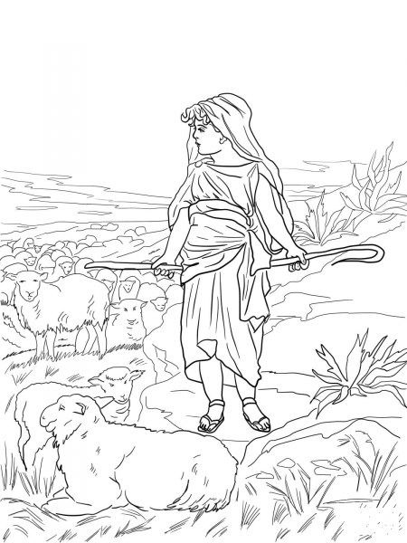 David the Shepherd Boy coloring page image