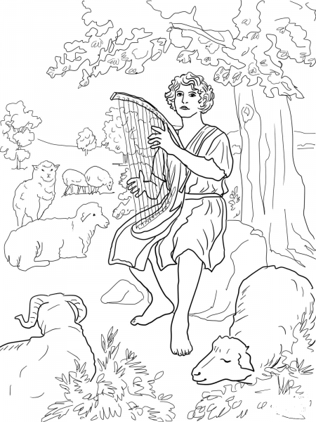 David the Shepherd coloring page image