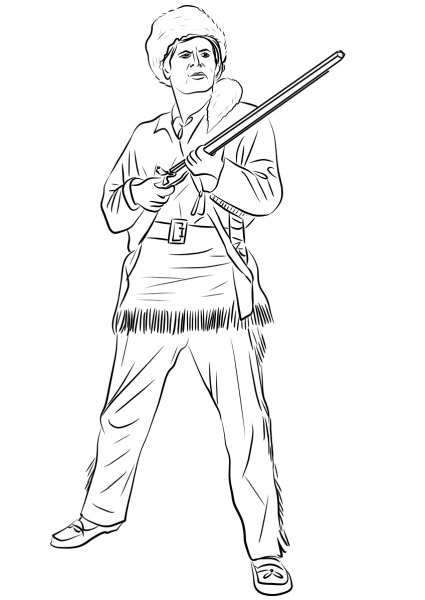 Davy Crockett, King of the Wild Frontier coloring page image