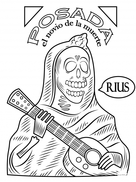 Day of the Dead coloring page image