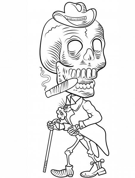 Day of the Dead Skeleton coloring page image