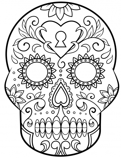 Day of the Dead Sugar Skull coloring page image