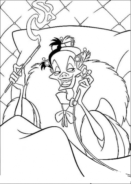 De Vil In Her Bedroom coloring page image