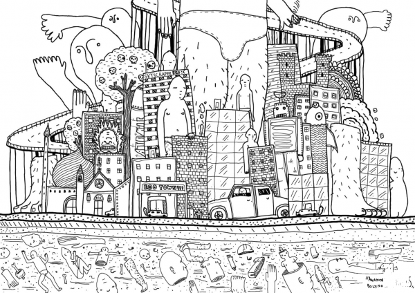 Dead Egos Feeding Other Egos coloring page image