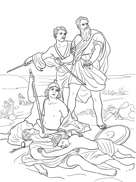 Death of Saul coloring page image