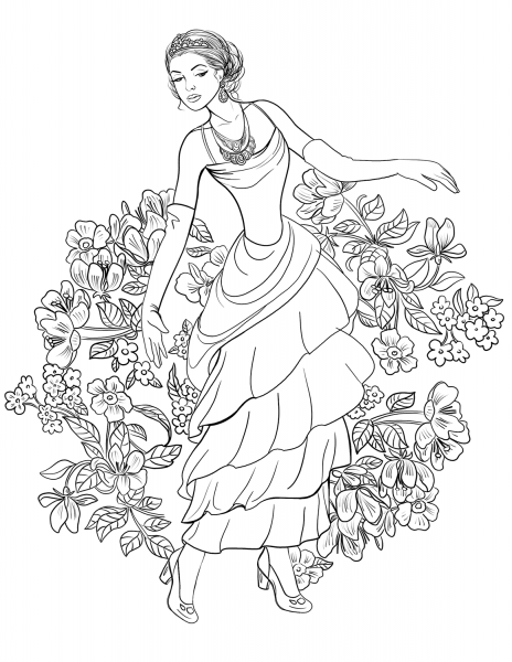 Debutante Girl coloring page image