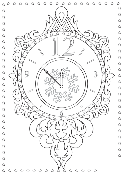 December 12 with a New Years Eve Clock coloring page image