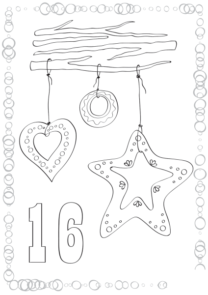 December 16 with Christmas Cookies coloring page image