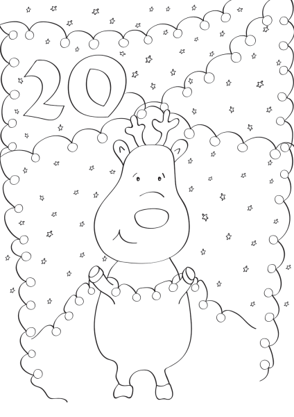 December 20 with Christmas Deer coloring page image