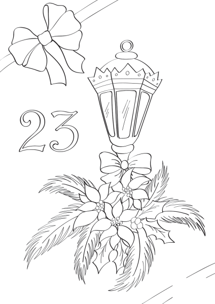 December 23 with Christmas Lantern coloring page image