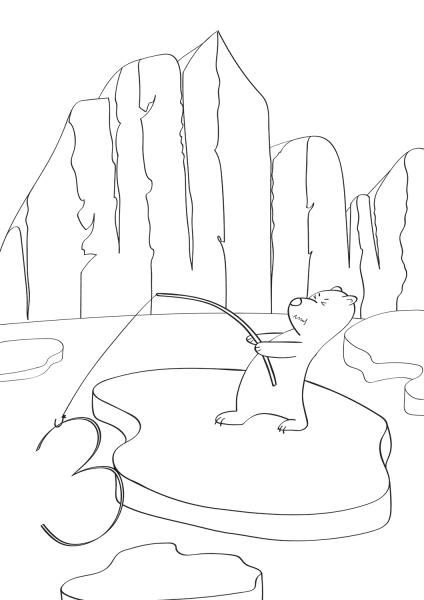 December 3 with Polar Bear Fishing coloring page image