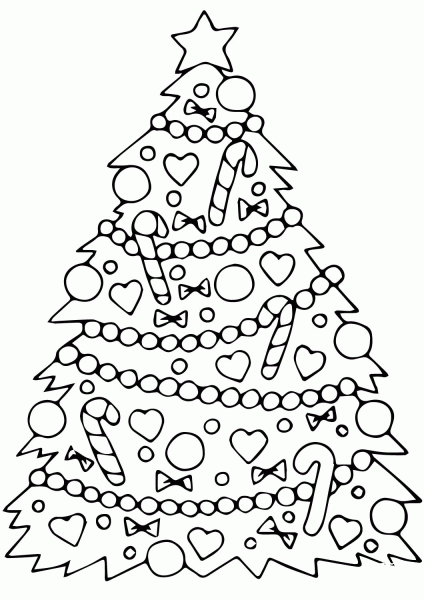 Decorated Christmas Tree  coloring page image