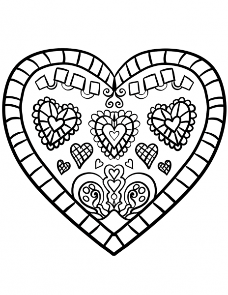 Decorated Heart coloring page image