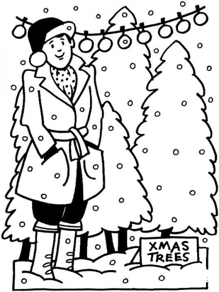 Decorating Christmas Tree  coloring page image