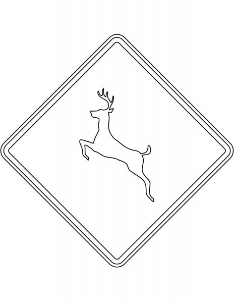 “Deer Crossing” Sign in Ontario coloring page image