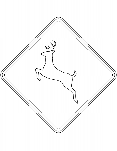 “Deer Crossing” Sign in the USA coloring page image