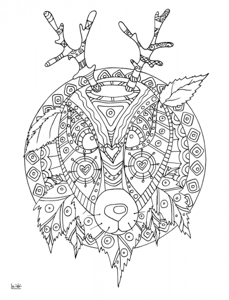 Deer with Tribal Pattern coloring page image