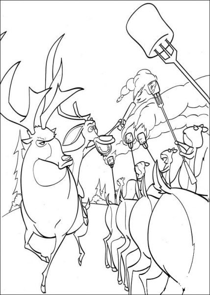 Deers with Torches  coloring page image