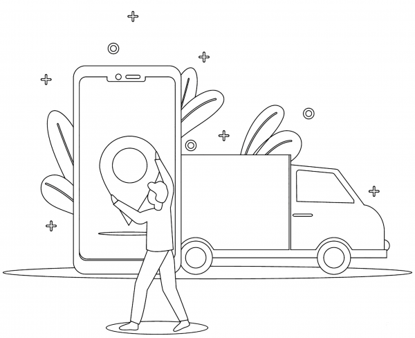 Delivery Infographics coloring page image