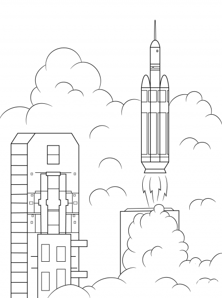 Delta 4 Heavy Rocket Launches Orion into Space coloring page image