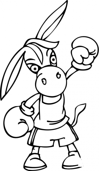 Democrat Donkey Wearing Boxing Gloves coloring page image