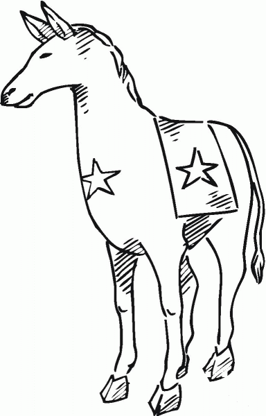 Democratic Donkey coloring page image