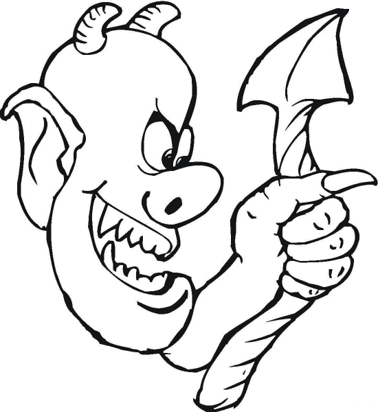 Demon And His Ugly Tail  coloring page image