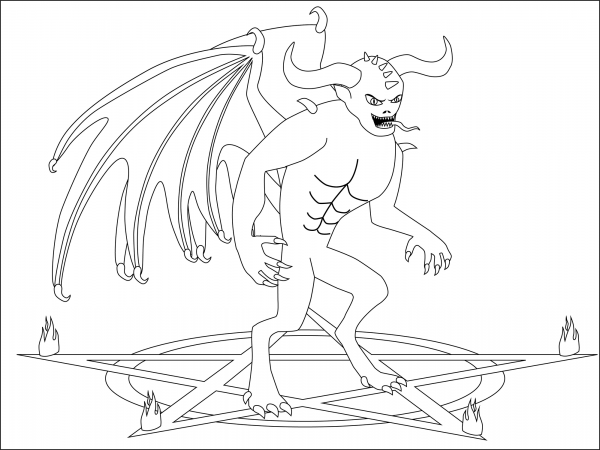 Demon coloring page image