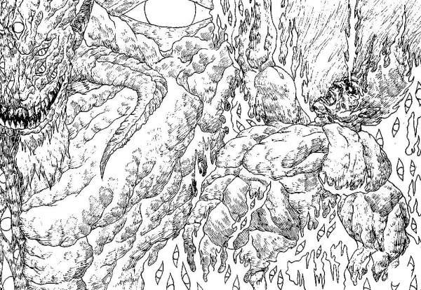 Demon in Flames coloring page image