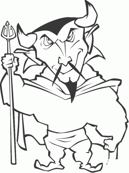 Demon With Pitchfork  coloring page image