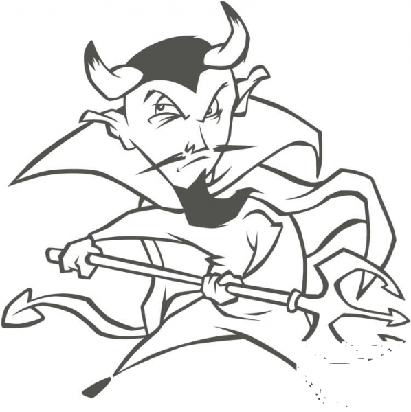 Demon With Spear  coloring page image