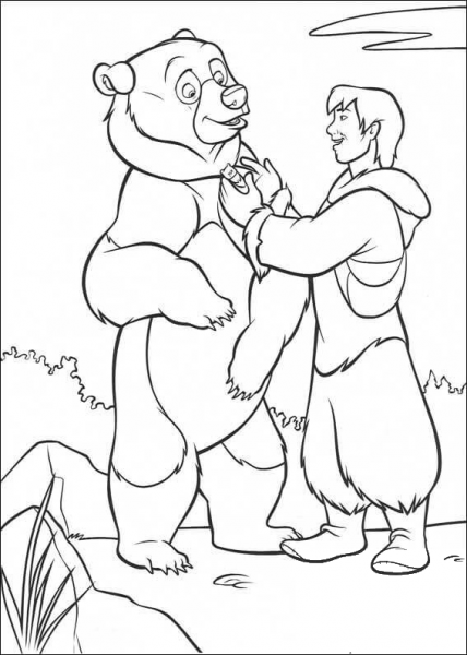 Denahi and Bear coloring page image