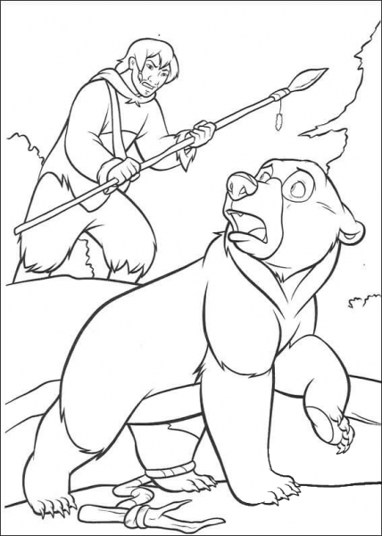 Denahi goes to hunt for the bear coloring page image