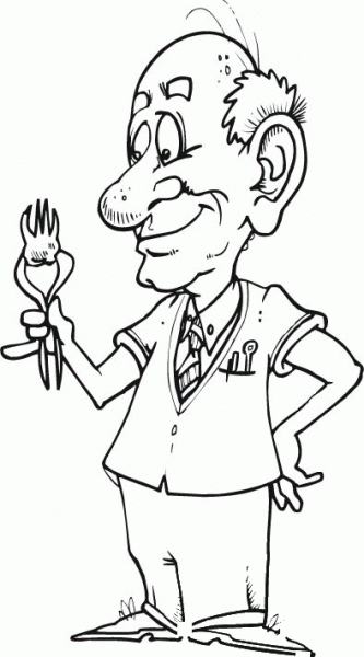 Dentist Caricature coloring page image