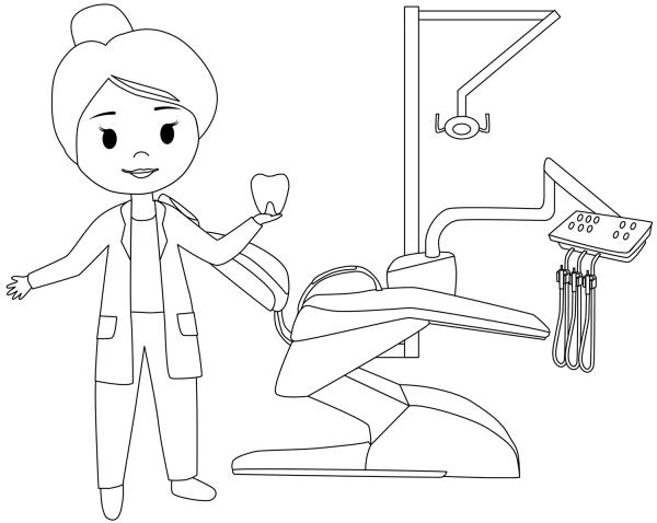 Dentist coloring page image