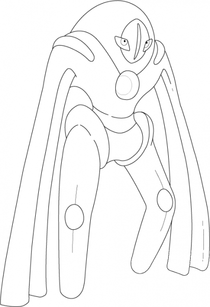 Deoxys in Defense Form coloring page image
