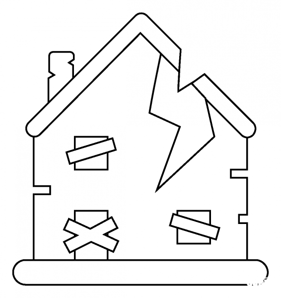 Derelict House Emoji coloring page image